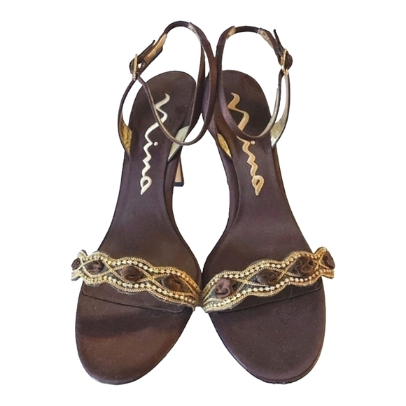 Embellished Nina Satin Heels Size 8.5 Women - Picture 3 of 9